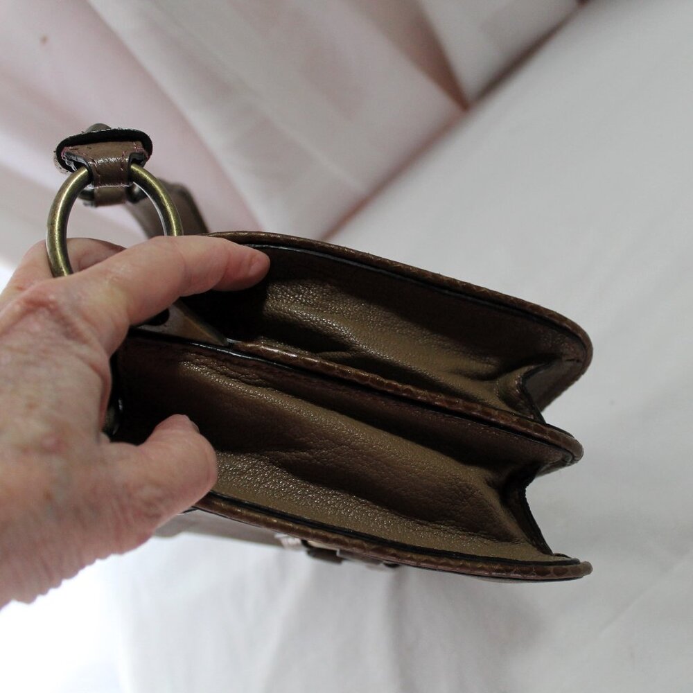 Ellen Tracy Brown Goat Leather Handbag / Shoulder Bag - Picture 5 of 8